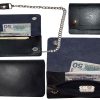men's genuine leather bi-fold chain wallet motorcycle trucker biker black wallet
