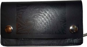 men's genuine leather bi-fold chain wallet motorcycle trucker biker black wallet - Image 3