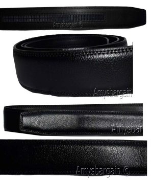 men’s leather belt strap 46 inch automatic sliding buckle belt strap strap only - Image 6