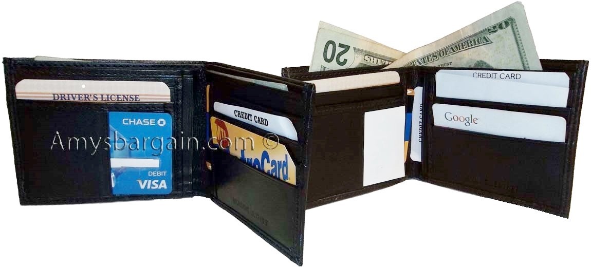 men's wallet bifold leather wallet 14 card 1 id 2 bill slots unbranded bn wallet - Image 12