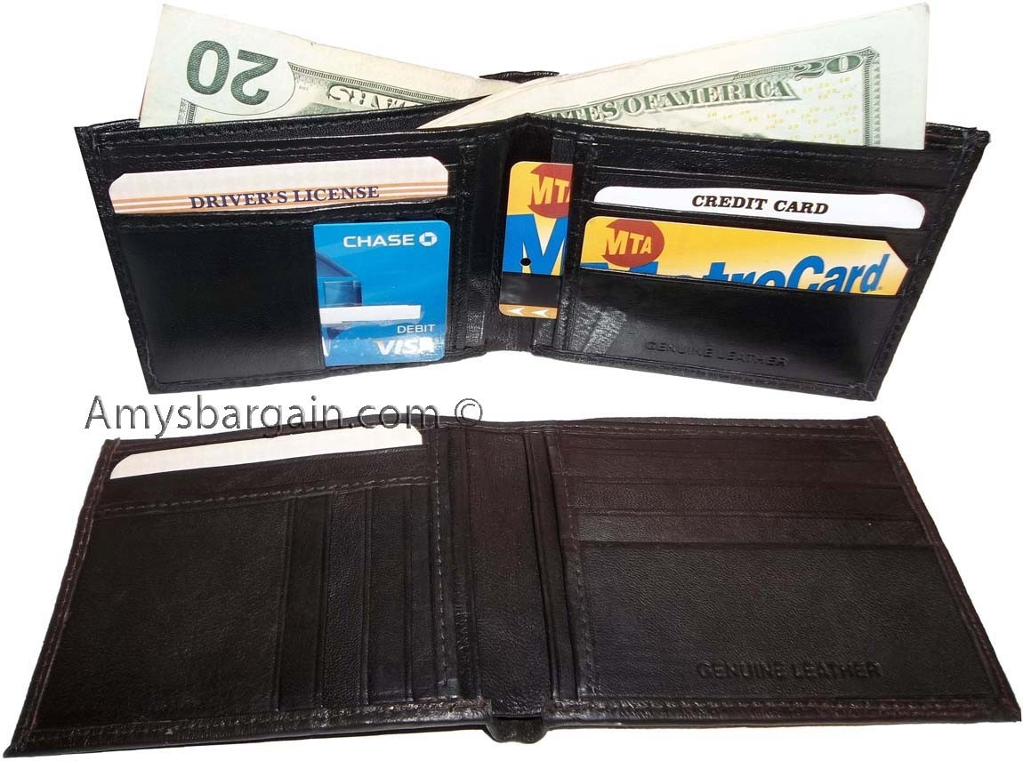 men's wallet bifold leather wallet 14 card 1 id 2 bill slots unbranded bn wallet - Image 8