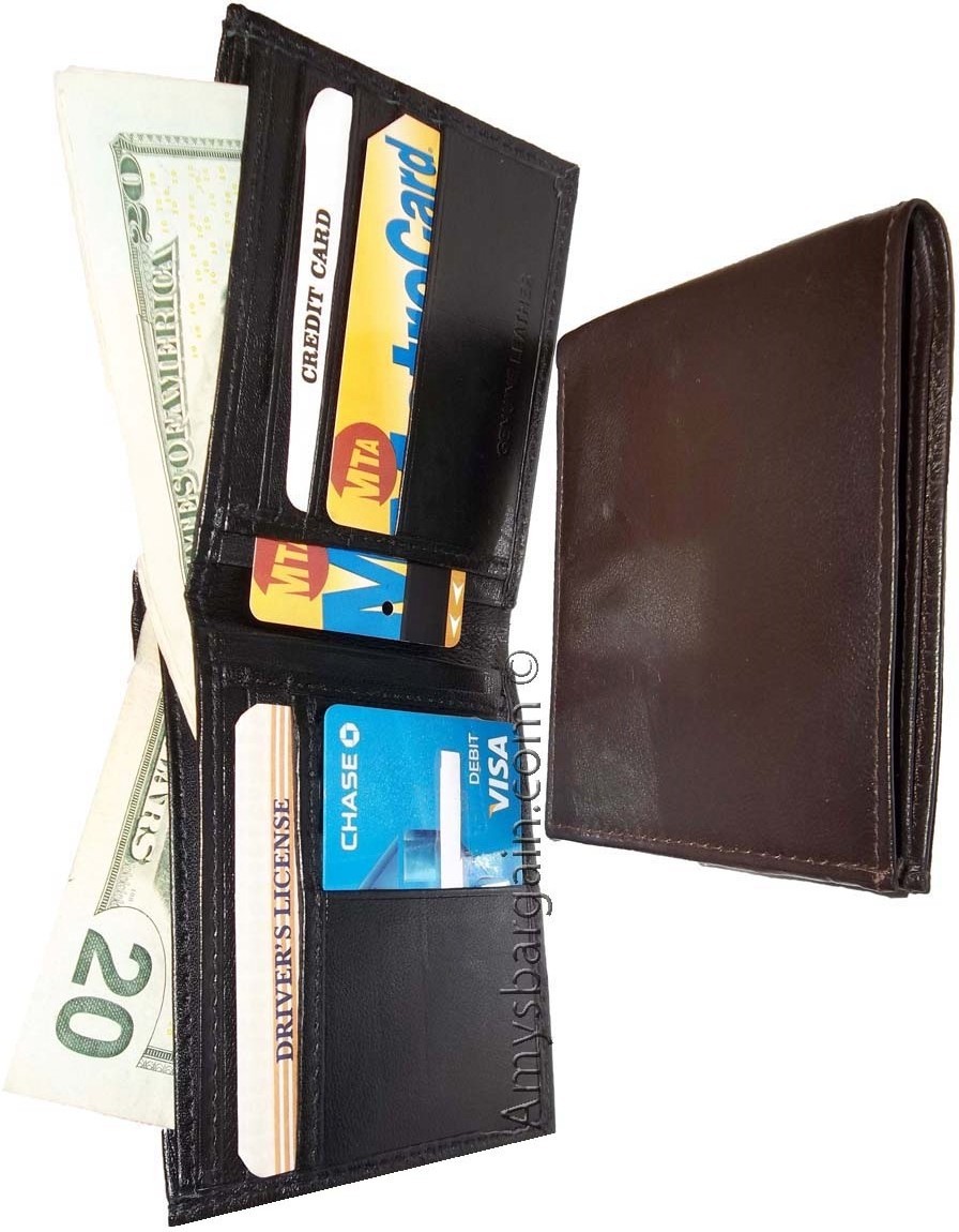men's wallet bifold leather wallet 14 card 1 id 2 bill slots unbranded bn wallet - Image 9