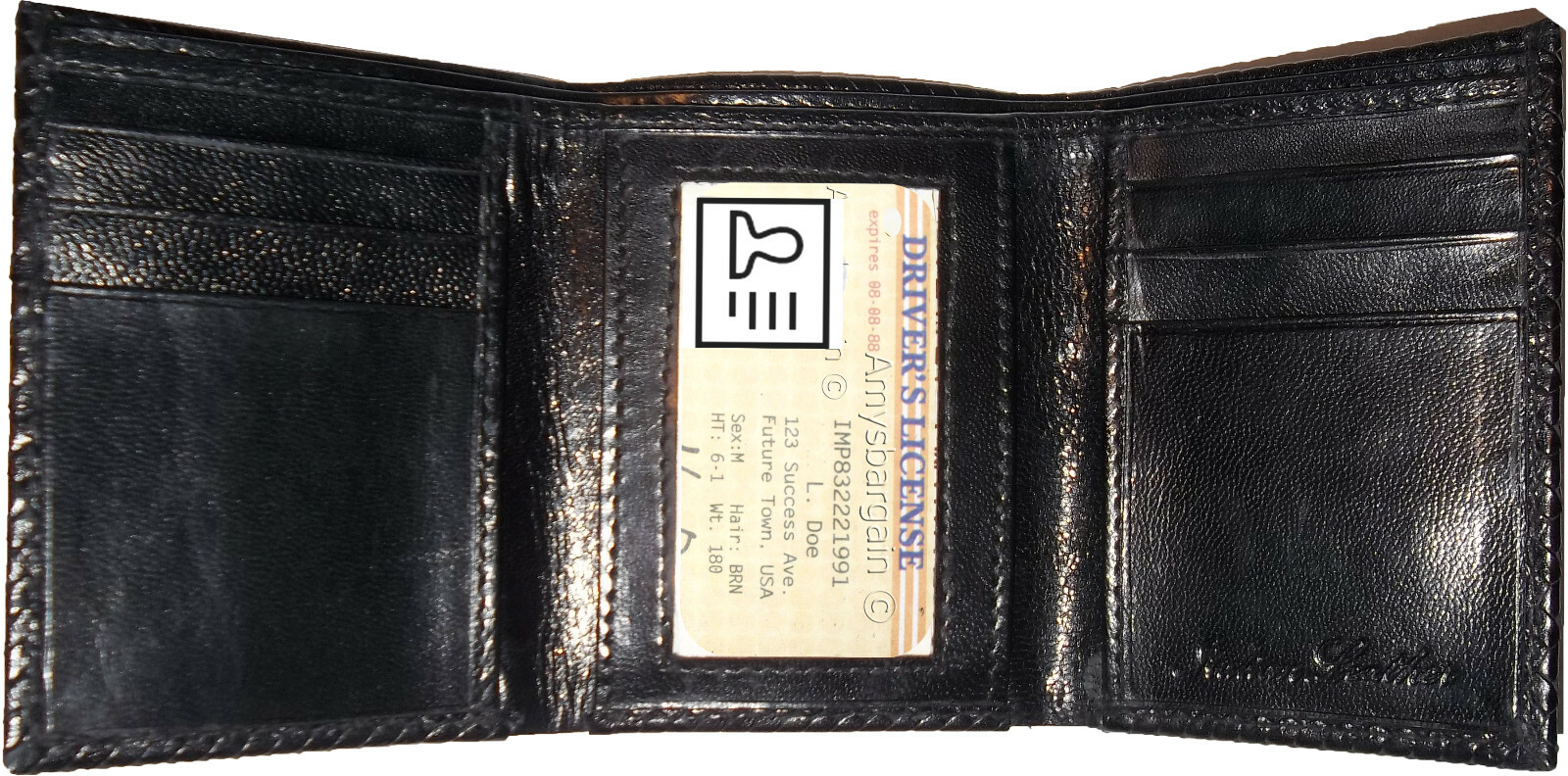 men's wallet woven printed leather man's trifold wallet 1 id 9 card 2 bill slots - Image 10