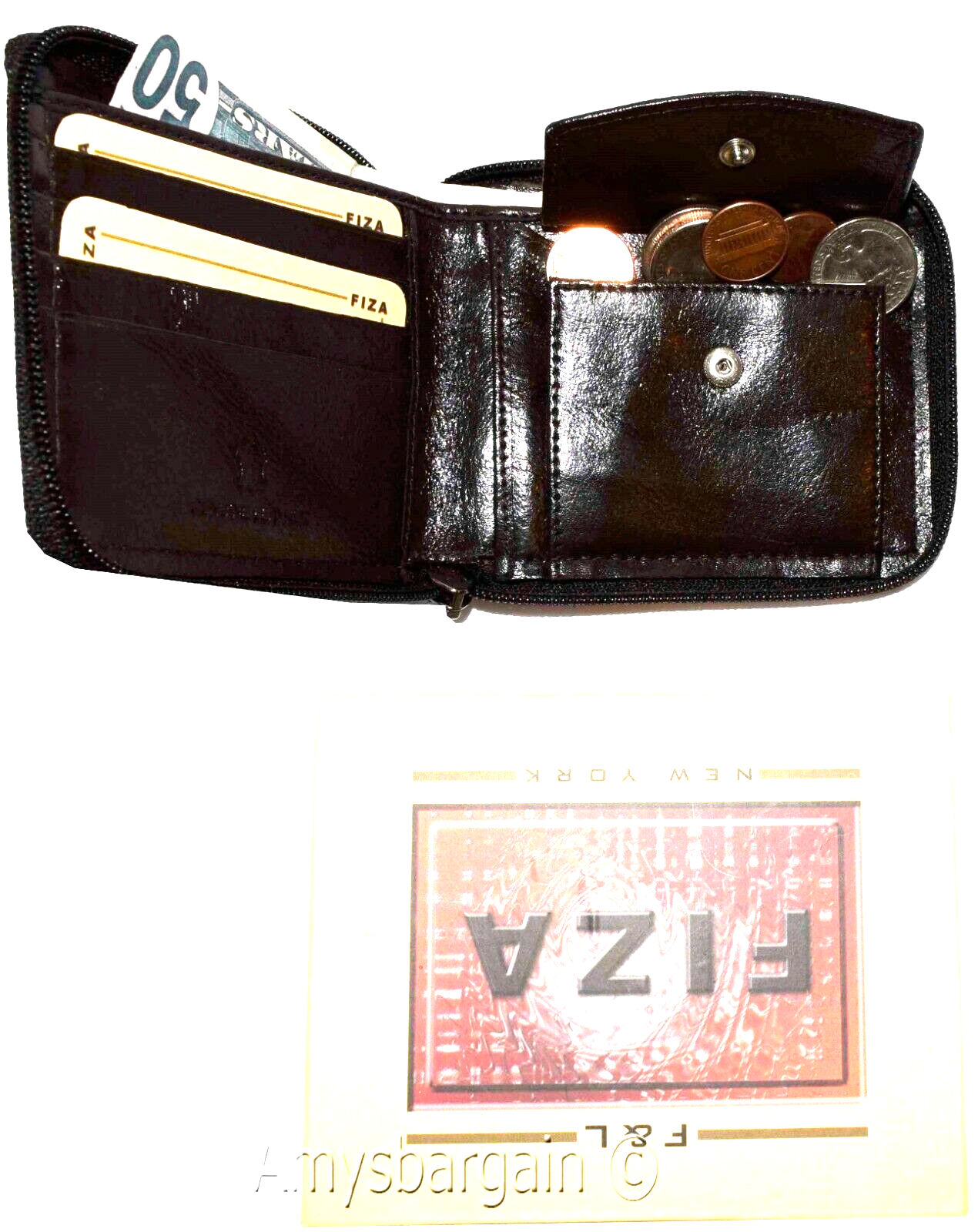 men's zip around leather wallet bifold zip around wallet buff leather in box - Image 9