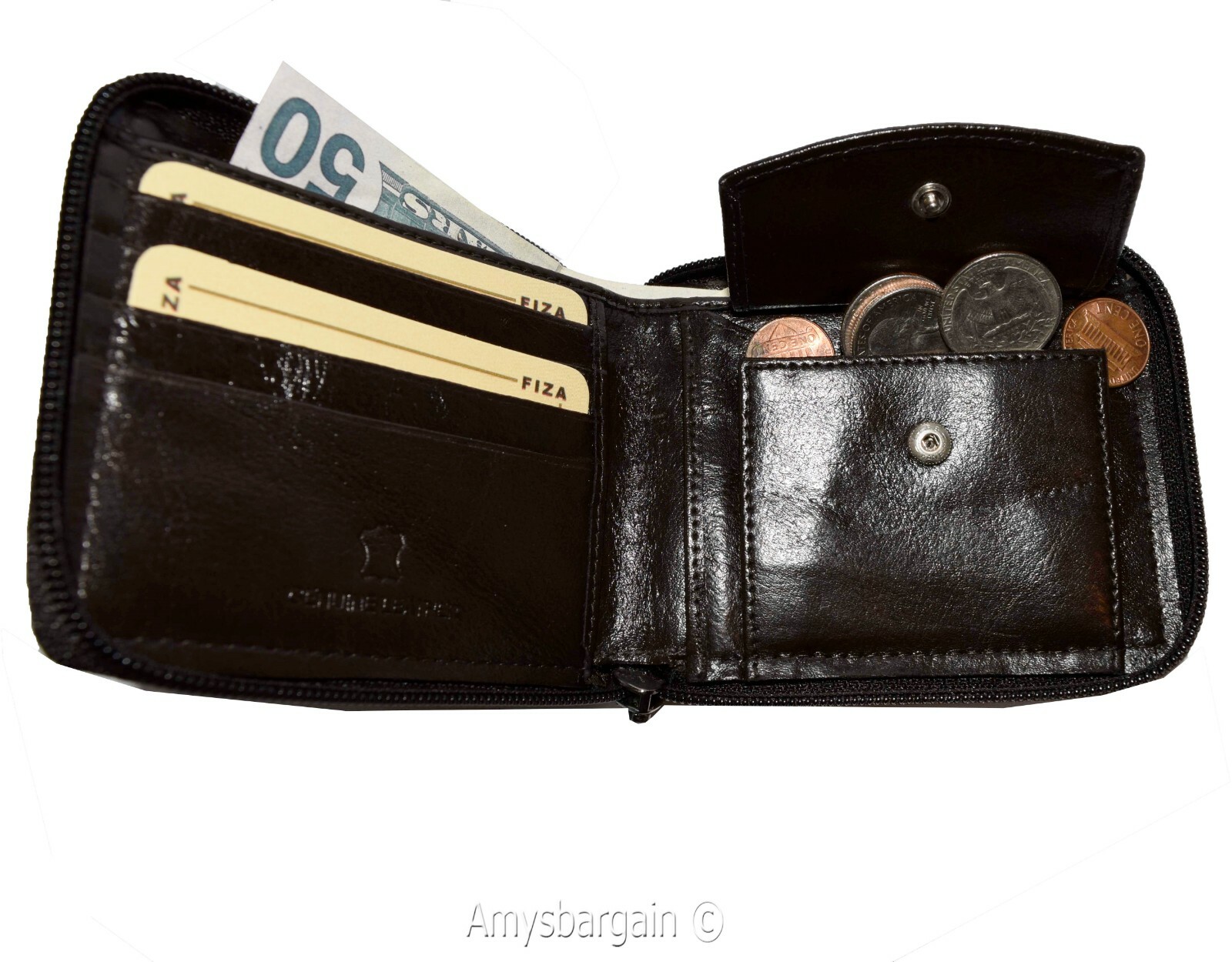 men's zip around leather wallet bifold zip around wallet buff leather in box - Image 10