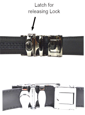 new men's belt leather dress belt w/ auto lock sliding buckle XL belt length - Image 3