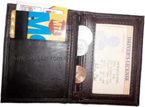 new slim compact business 4 credit card 2 ids new zip brown change purse #9ZCC - Image 3
