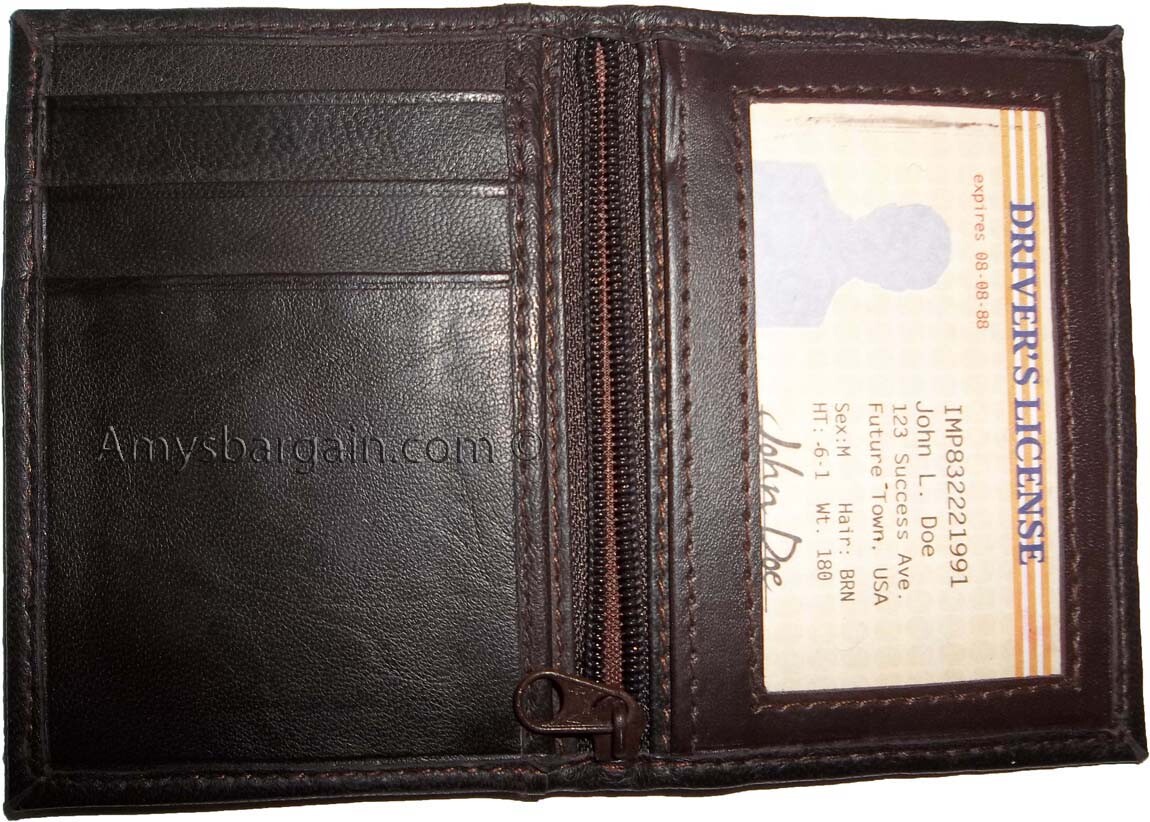 new slim compact business 4 credit card 2 ids new zip brown change purse #9ZCC - Image 8