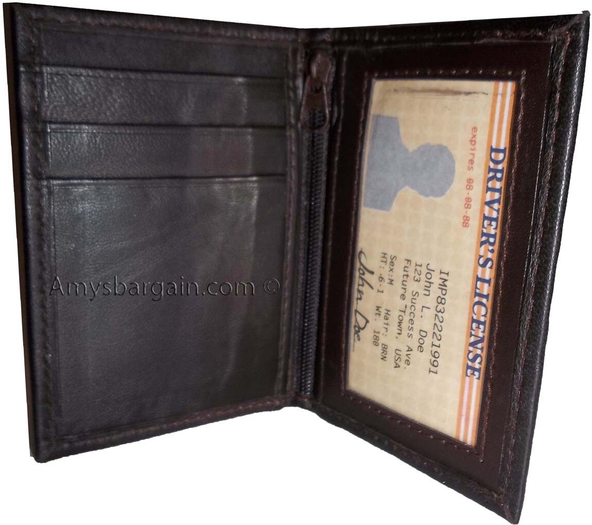 new slim compact business 4 credit card 2 ids new zip brown change purse #9ZCC - Image 10