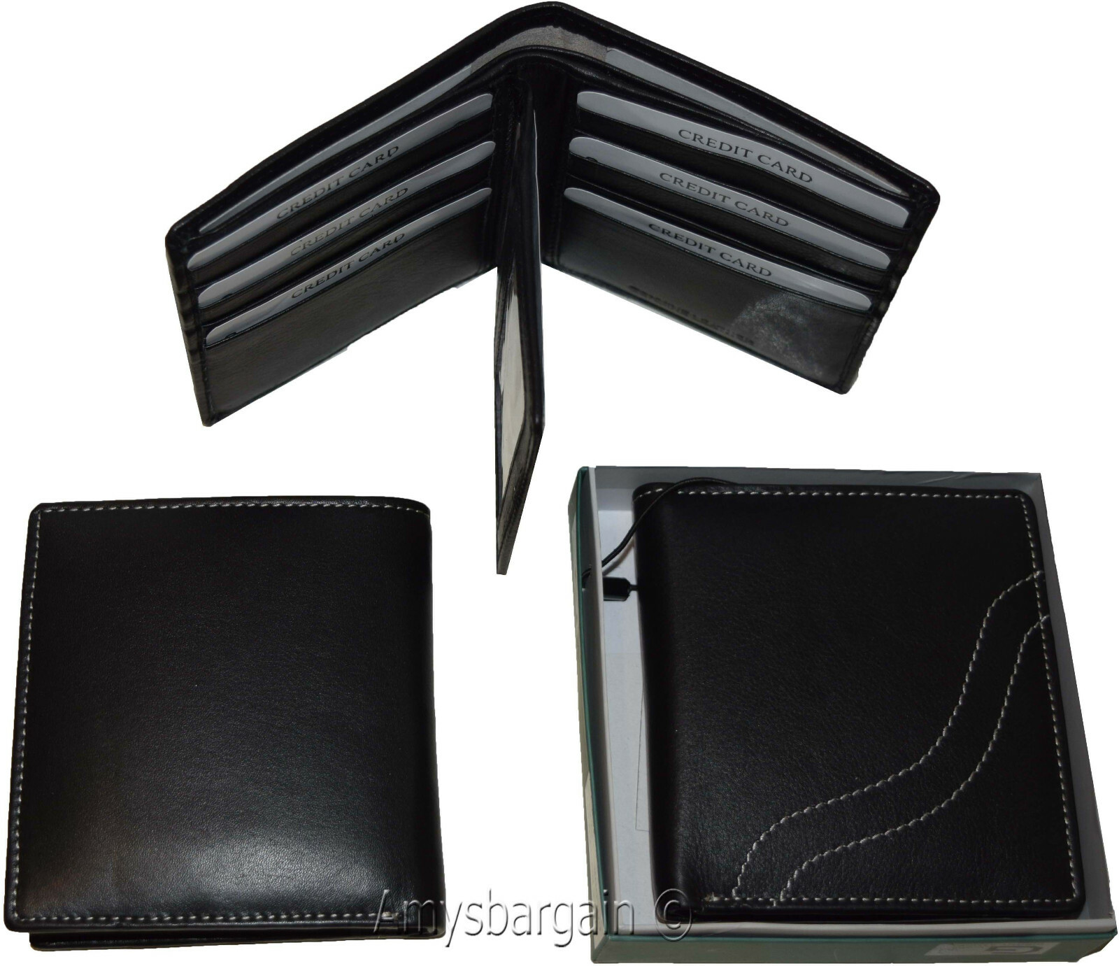 rfid men's hipster wallet genuine leather bifold 15 cards id new wallet in box - Image 8