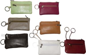 women's leather change purse zip coin wallet coin purse 2 pockets purse key ring - Image 10