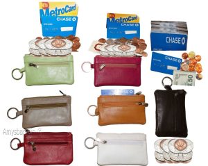 women's leather change purse zip coin wallet coin purse 2 pockets purse key ring - Image 12