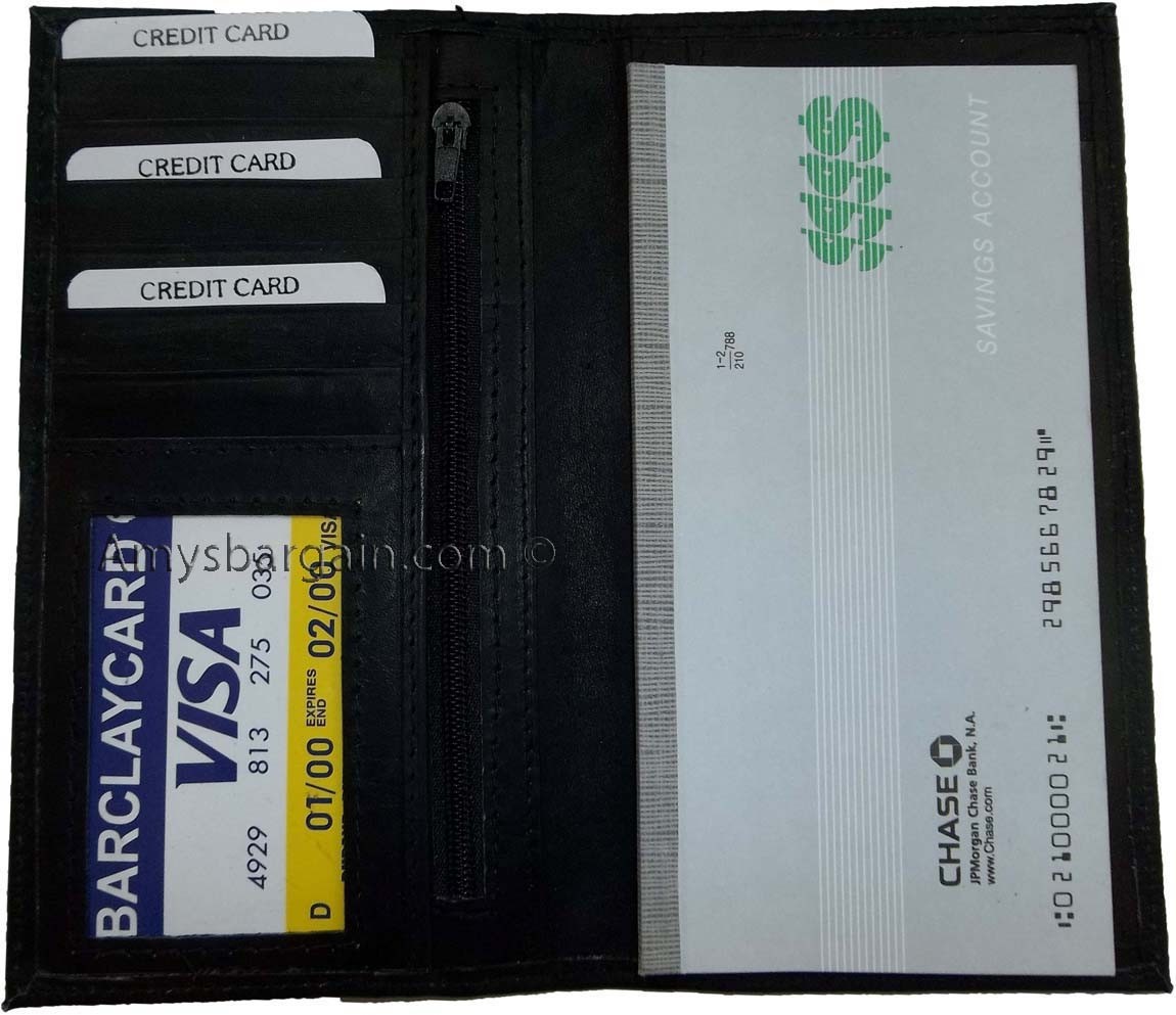 4 New Women/Man's Leather Checkbook Wallet 4 bill pockets 1 zip pocket 7 card ID - Image 5