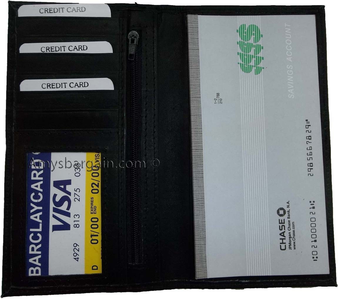 4 New Women/Man's Leather Checkbook Wallet 4 bill pockets 1 zip pocket 7 card ID - Image 7