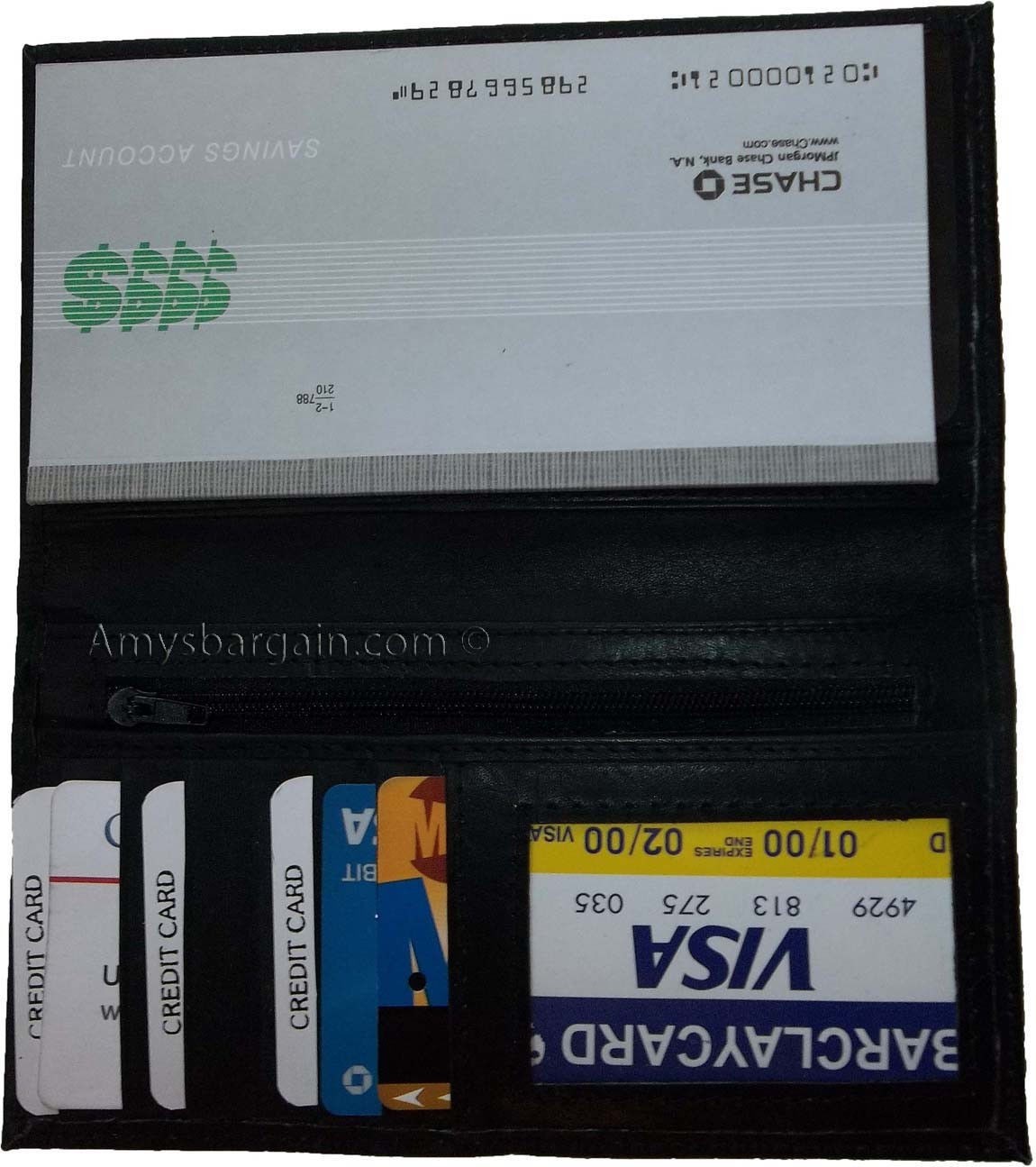 4 New Women/Man's Leather Checkbook Wallet 4 bill pockets 1 zip pocket 7 card ID - Image 9