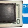 Brown leather money Clip, Magnetic money clip. bills cards holder leather case