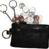 Change purse, Leather Zip coin wallet, 2 pocket coin case w/key ring Coin case.