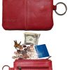 Change purse, Leather Zip coin wallet, 2 pocket coin case w/key ring Coin case.