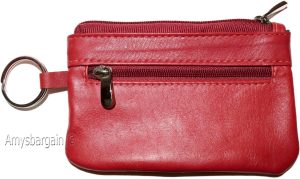 Change purse, Leather Zip coin wallet, 2 pocket coin case w/key ring Coin case. - Image 3