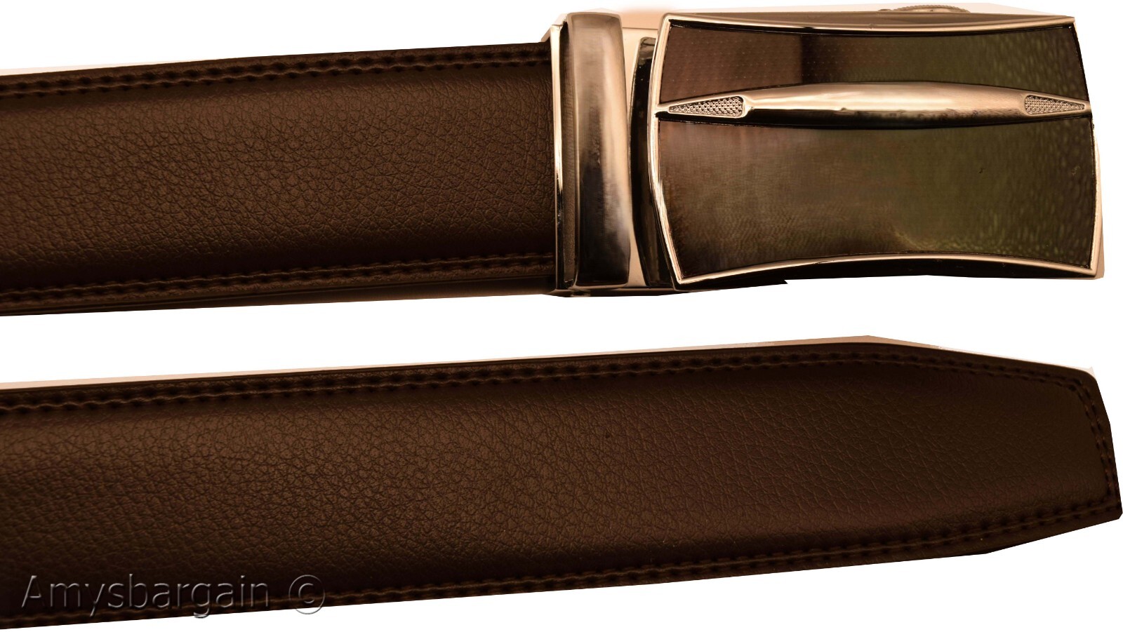 Genuine leather men's ratchet belt men’s casual adjustable automatic buckle 50” - Image 13
