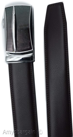 Genuine leather men's ratchet belt men’s casual adjustable automatic buckle 50” - Image 14