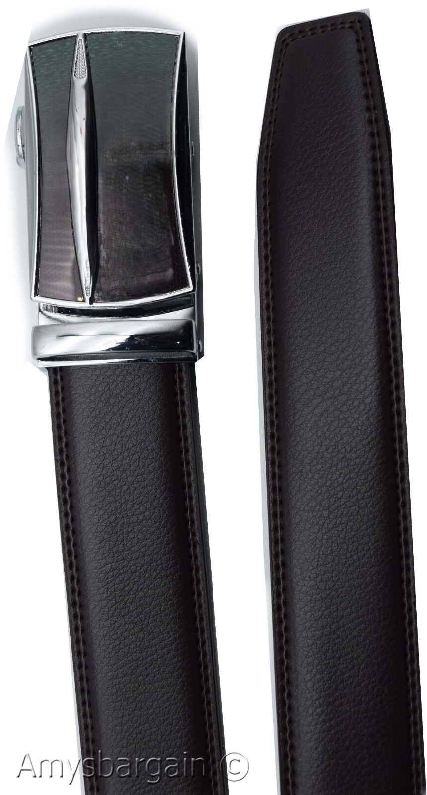 Genuine leather men's ratchet belt men’s casual adjustable automatic buckle 50” - Image 14