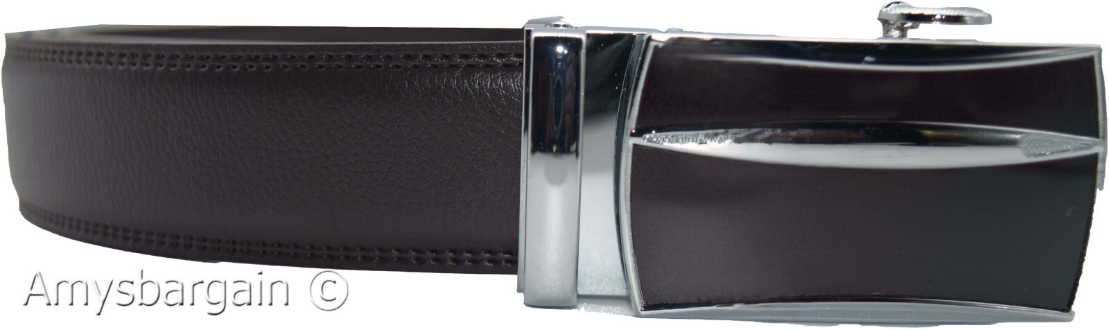 Genuine leather men's ratchet belt men’s casual adjustable automatic buckle 50” - Image 3