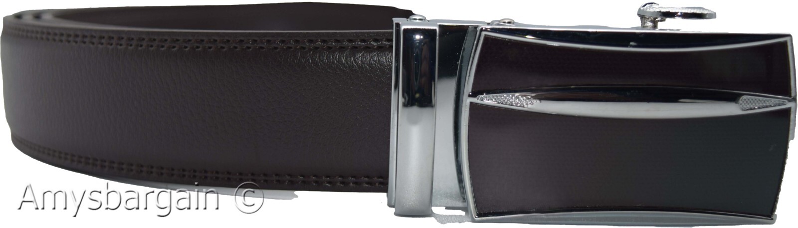Genuine leather men's ratchet belt men’s casual adjustable automatic buckle 50” - Image 5