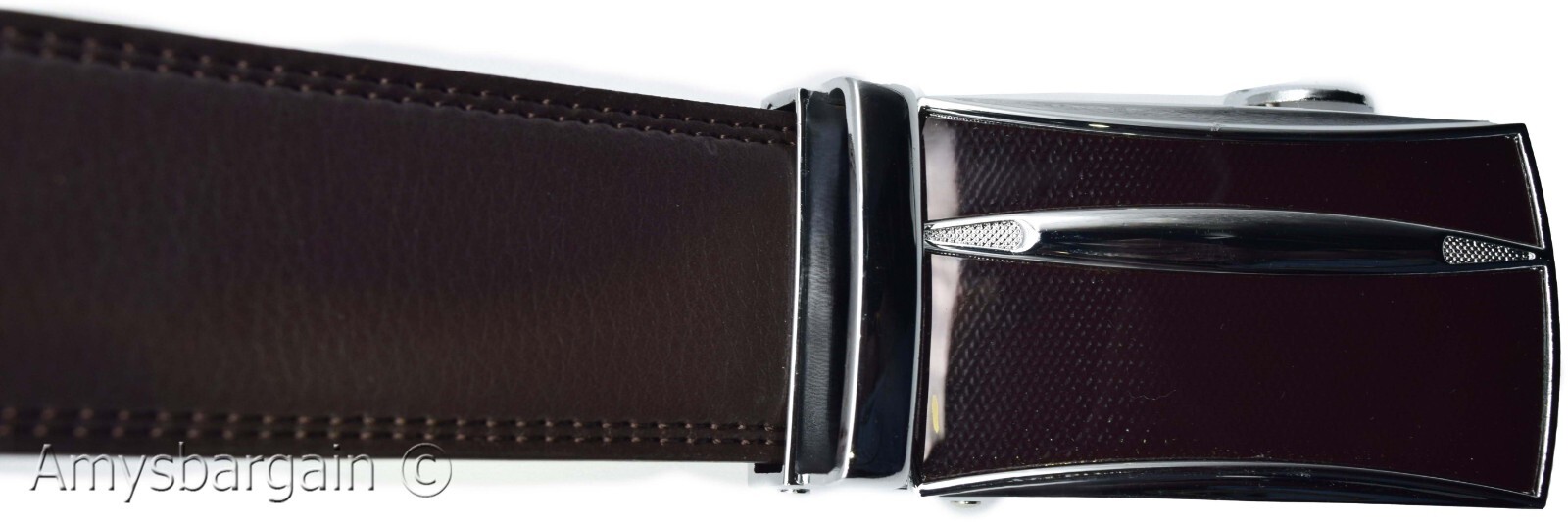 Genuine leather men's ratchet belt men’s casual adjustable automatic buckle 50” - Image 9