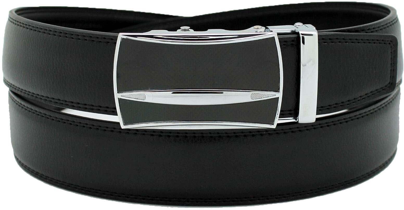 Genuine leather men's ratchet belt men’s casual adjustable automatic buckle 50”