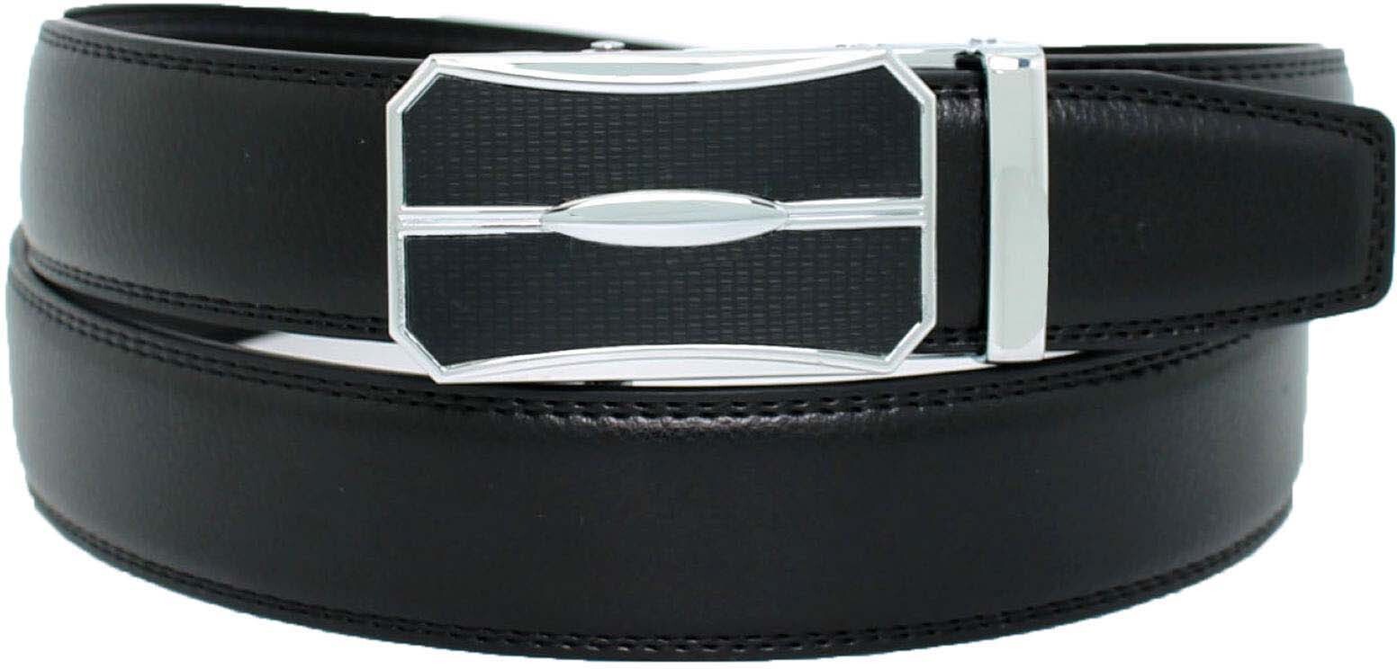 Genuine leather men's ratchet belt men’s casual adjustable automatic buckle 50”