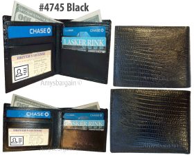 Italian Styled Woven Printed Leather man's bi fold wallet 2 bill slots 8 card ID