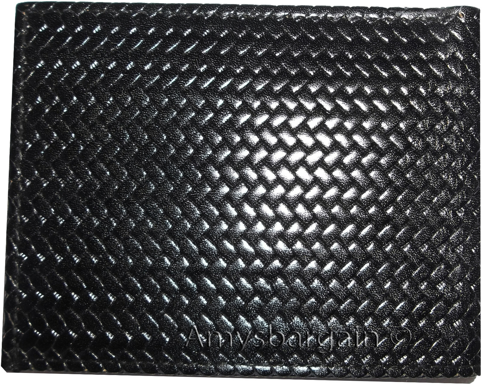 Italian styled woven printed leather man's bi-fold wallet 2 bill slot 6 card New - Image 11
