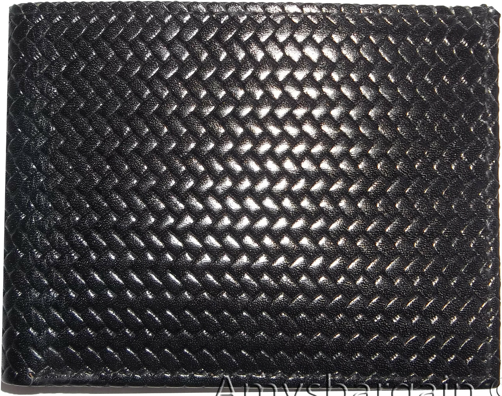 Italian styled woven printed leather man's bi-fold wallet 2 bill slot 6 card New - Image 12