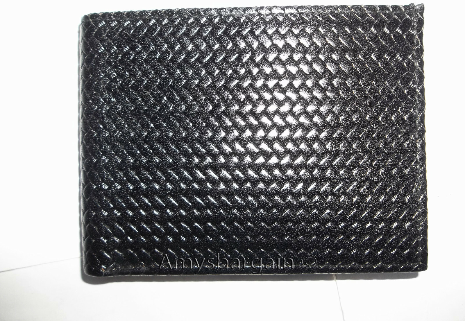 Italian styled woven printed leather man's bi-fold wallet 2 bill slot 6 card New - Image 13