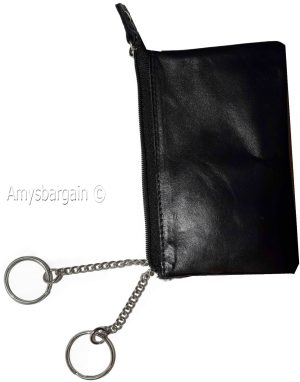 Leather Change Purse bag Ladies Wallet purse mini pocket zip coin case key ring. - Image 5
