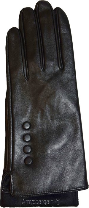 Leather gloves. Woman's Leather Black winter Gloves. Dress Gloves. Warm Gloves. - Image 7