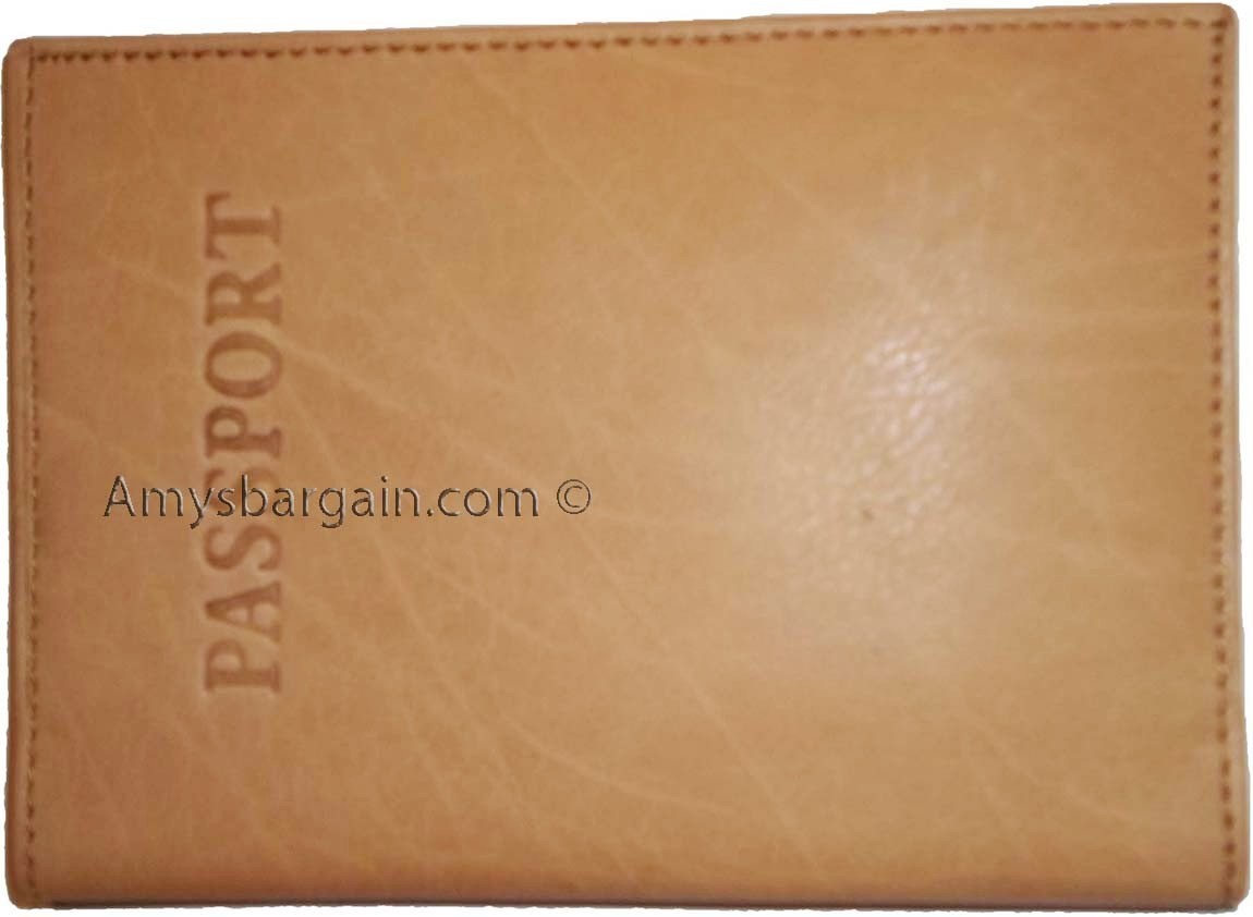 Lo of 2 Tan Leather passport cover New Int'l passport wallet credit card ID case - Image 11