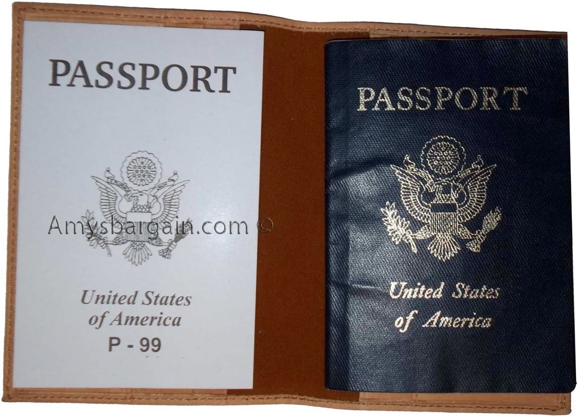 Lo of 2 Tan Leather passport cover New Int'l passport wallet credit card ID case - Image 3