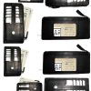 Lot of 12 Black Solid Genuine Leather Wallet, Zipper Case Credit Card ID Holder