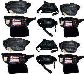 Lot of 12 new leather waist pouch. black waist bag, leather bag, fanny pack new