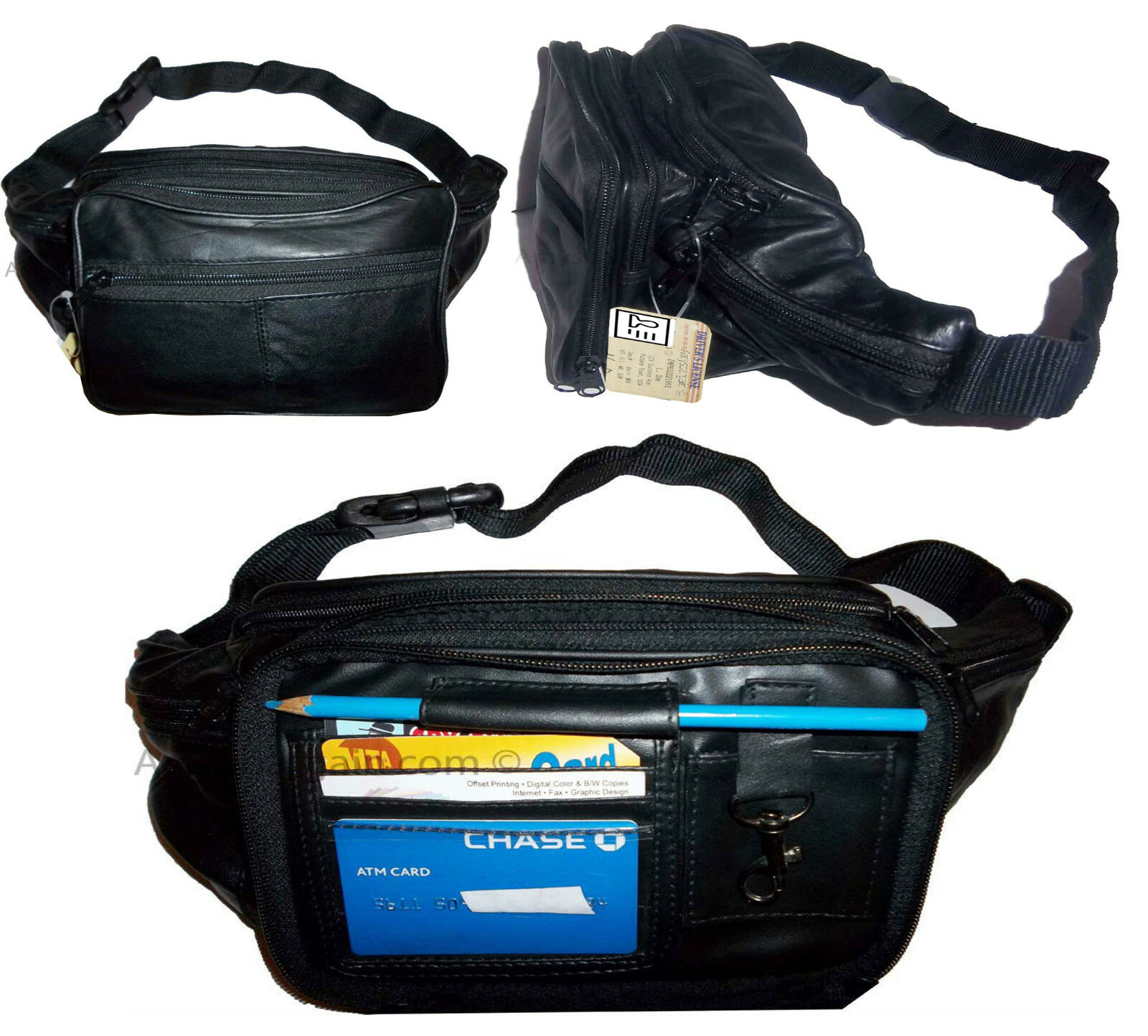 Lot of 12 new leather waist pouch. black waist bag, leather bag, fanny pack new - Image 6