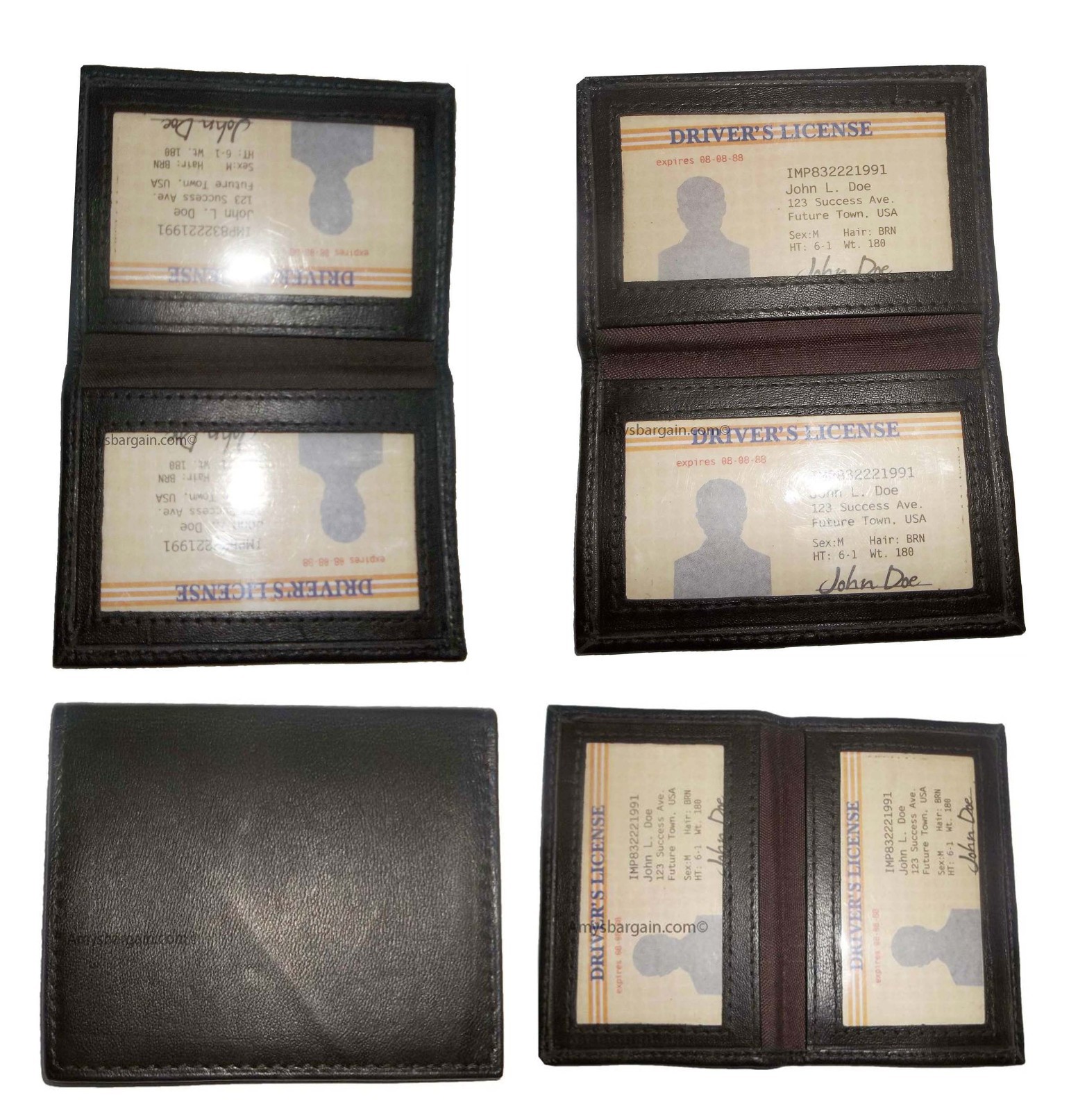 Lot of 12 slim leather business card case credit card 2 id windows mew - Image 13