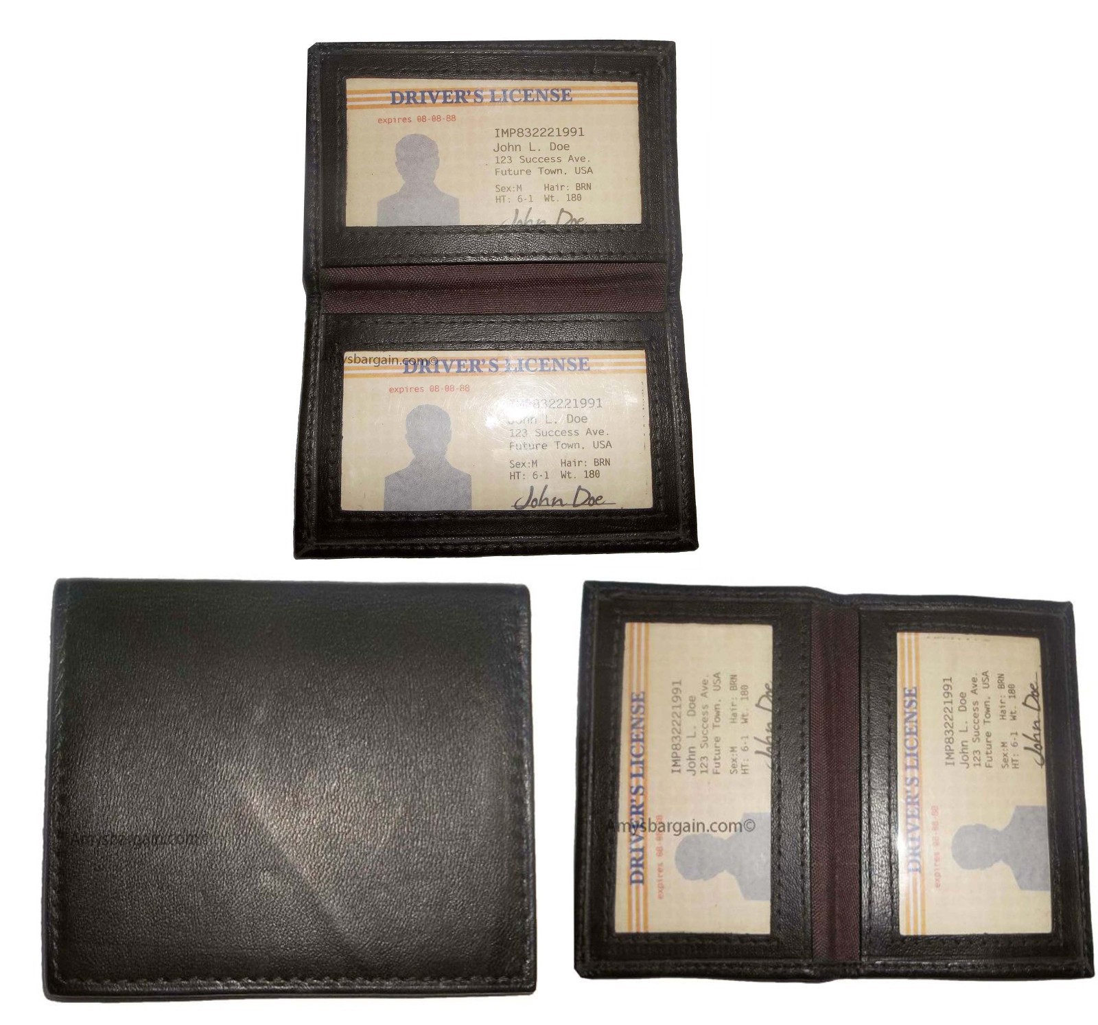 Lot of 12 slim leather business card case credit card 2 id windows mew - Image 7