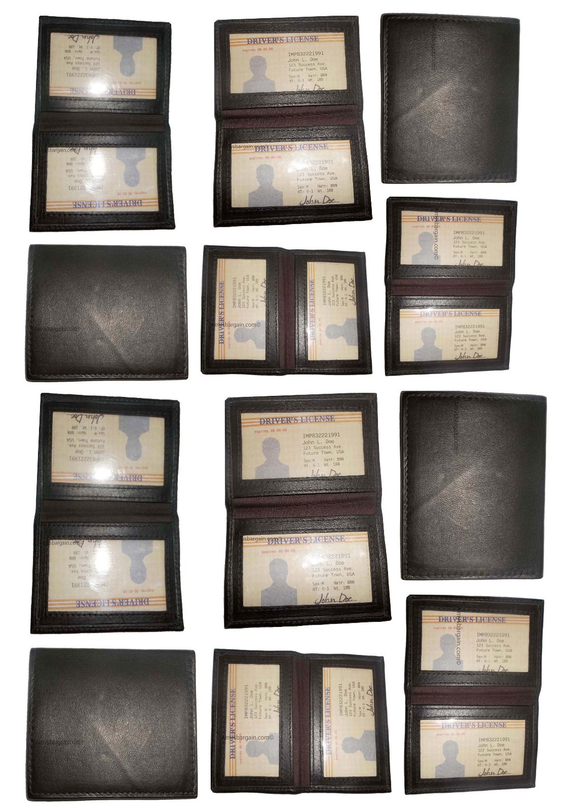 Lot of 12 slim leather business card case credit card 2 id windows mew