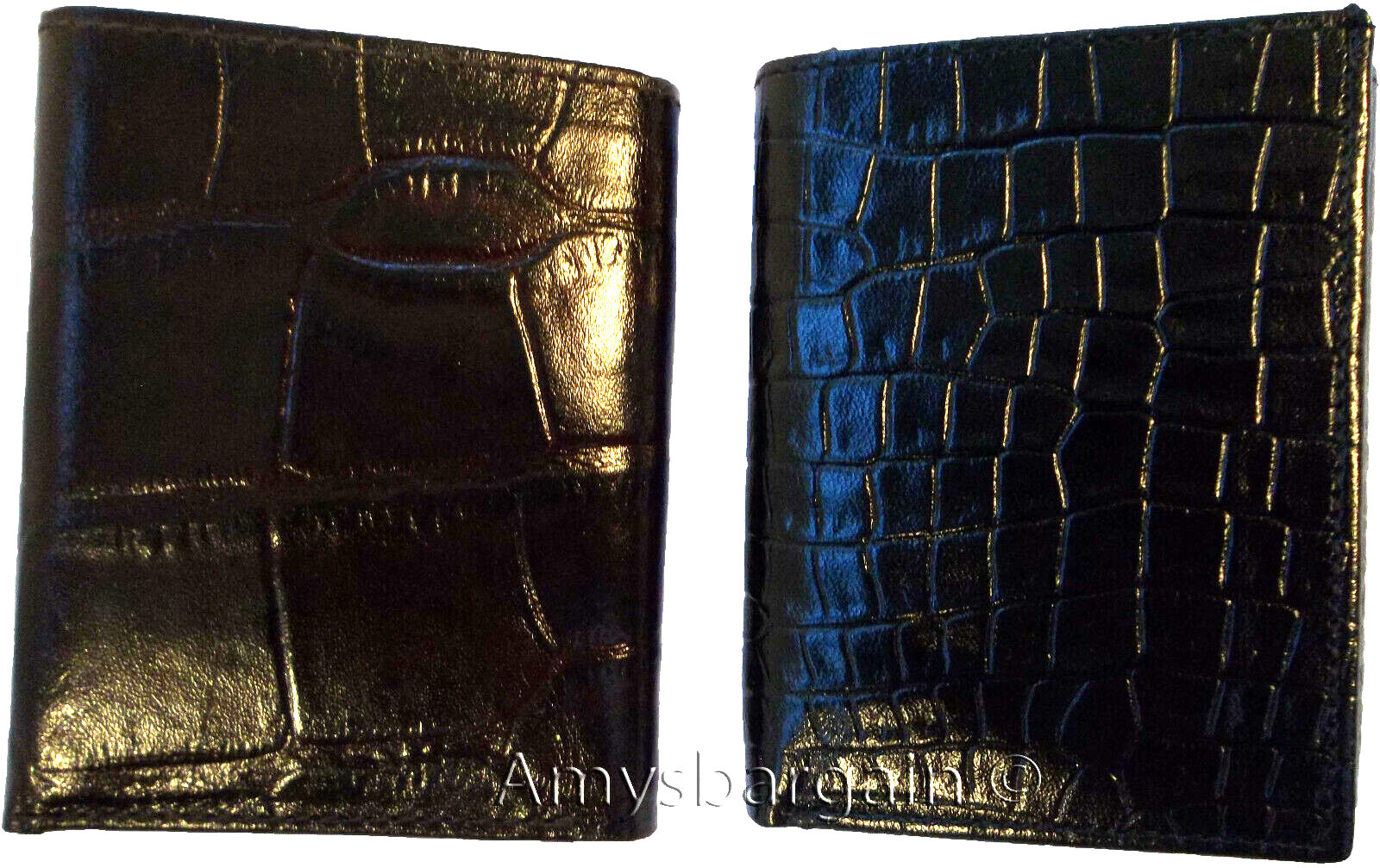 Lot of 2 Crocodile Printed Leather Man's Trifold wallet 2 bill slots 9 card new - Image 3