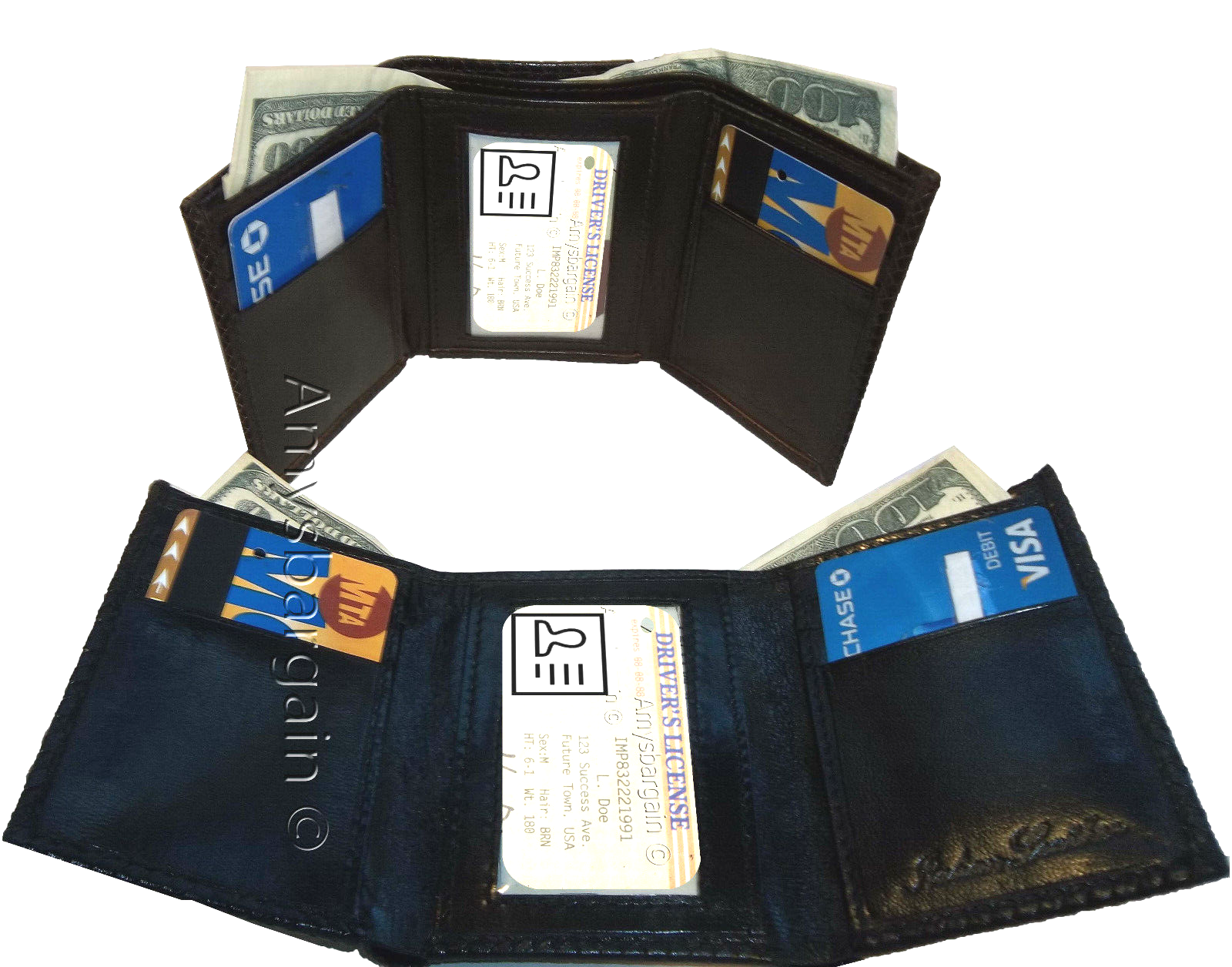 Lot of 2 Crocodile Printed Leather Man's Trifold wallet 2 bill slots 9 card new - Image 6