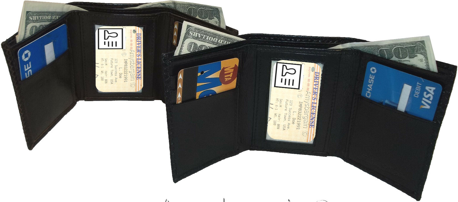 Lot of 2 Crocodile Printed Leather Man's Trifold wallet 2 bill slots 9 card new - Image 8