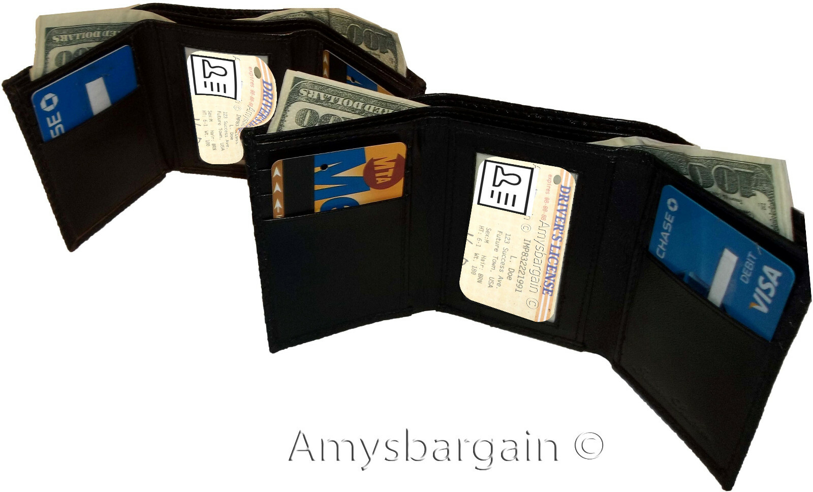 Lot of 2 Crocodile Printed Leather Man's Trifold wallet 2 bill slots 9 card new - Image 9