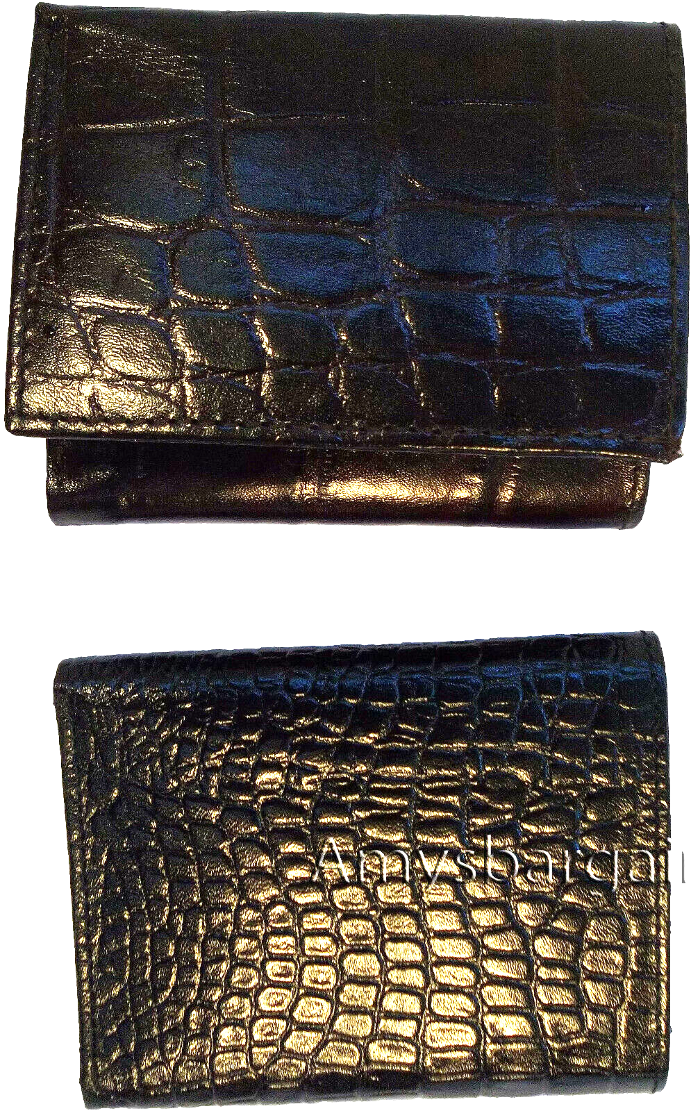 Lot of 2 Crocodile Printed Leather Man's Trifold wallet 2 bill slots 9 card new - Image 10